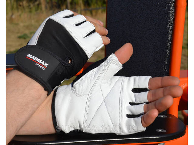 Рукавички для фітнесу MadMax MFG-444 Fitness White S - Фото 4