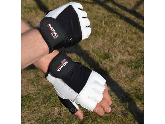 Рукавички для фітнесу MadMax MFG-444 Fitness White S - Фото 6