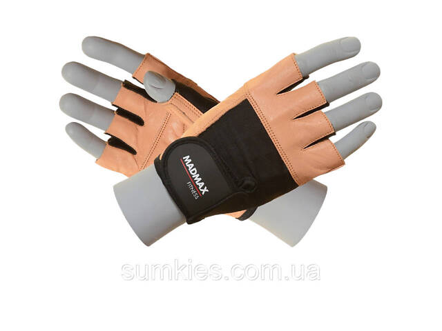 Рукавички для фітнесу MadMax MFG-444 Fitness Brown M - Фото 1