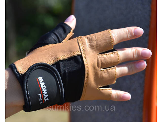 Рукавички для фітнесу MadMax MFG-444 Fitness Brown M - Фото 4
