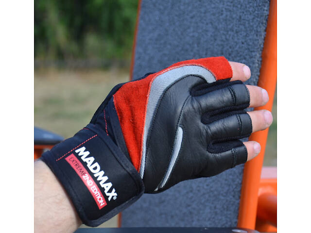 Рукавички для фітнесу MadMax MFG-568 Extreme 2nd edition Black/Red M - Фото 2
