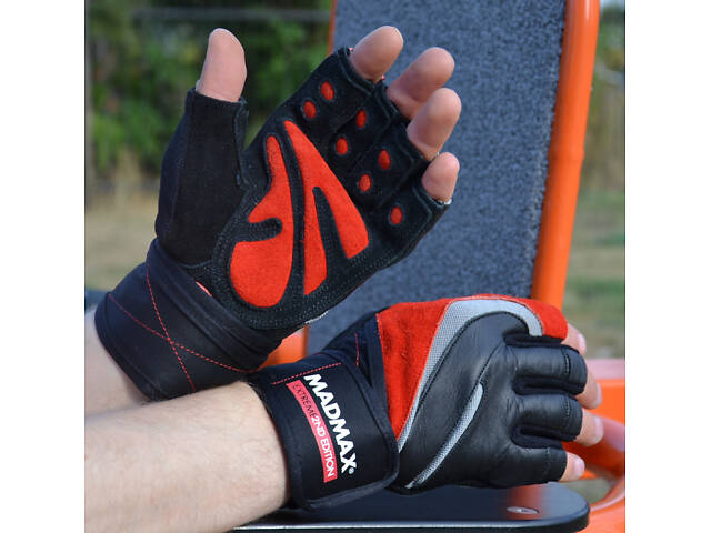 Рукавички для фітнесу MadMax MFG-568 Extreme 2nd edition Black/Red M - Фото 4