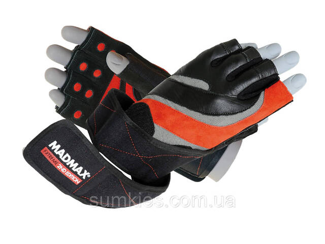 Рукавички для фітнесу MadMax MFG-568 Extreme 2nd edition Black/Red L - Фото 1