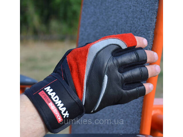 Рукавички для фітнесу MadMax MFG-568 Extreme 2nd edition Black/Red L - Фото 2