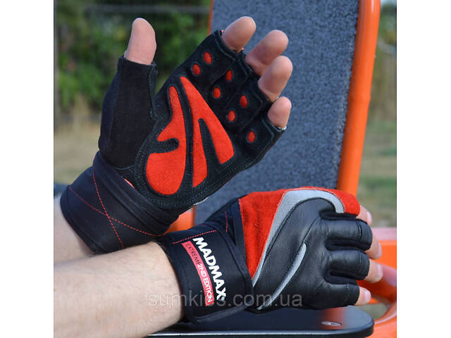 Рукавички для фітнесу MadMax MFG-568 Extreme 2nd edition Black/Red L - Фото 4