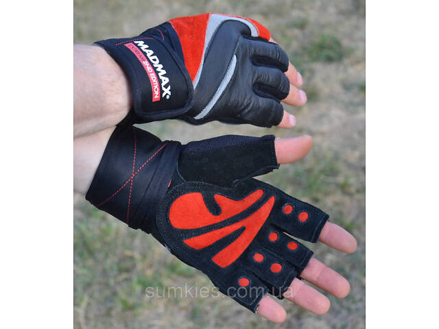Рукавички для фітнесу MadMax MFG-568 Extreme 2nd edition Black/Red L - Фото 7