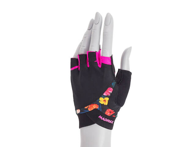 Рукавички для фітнесу MadMax MFG-770 Flower Power Gloves Black/Pink S - Фото 2