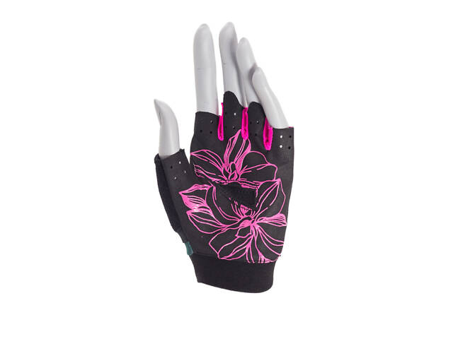 Рукавички для фітнесу MadMax MFG-770 Flower Power Gloves Black/Pink S - Фото 3