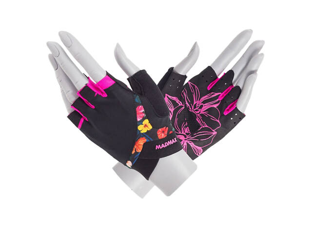 Рукавички для фітнесу MadMax MFG-770 Flower Power Gloves Black/Pink S - Фото 1