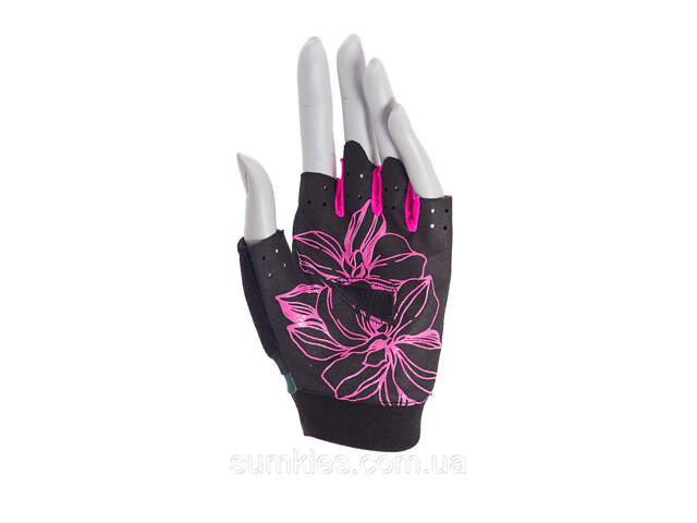 Рукавички для фітнесу MadMax MFG-770 Flower Power Gloves Black/Pink S - Фото 3