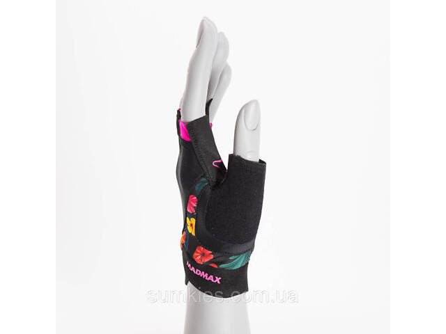 Рукавички для фітнесу MadMax MFG-770 Flower Power Gloves Black/Pink S - Фото 4