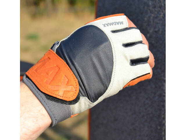 Рукавички для фітнесу MadMax MFG-850 Crazy Grey/Orange S - Фото 4