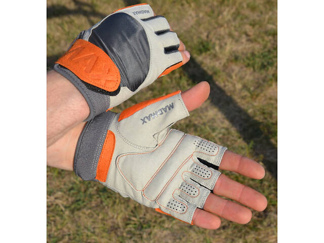 Рукавички для фітнесу MadMax MFG-850 Crazy Grey/Orange S - Фото 9
