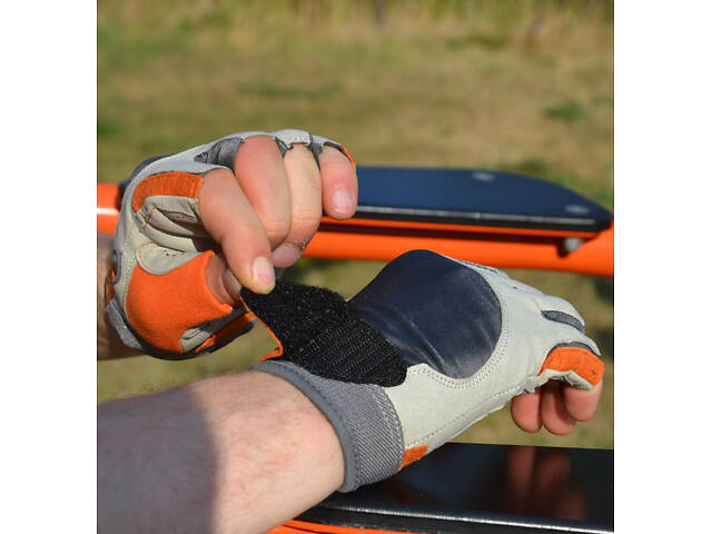Рукавички для фітнесу MadMax MFG-850 Crazy Grey/Orange S - Фото 10