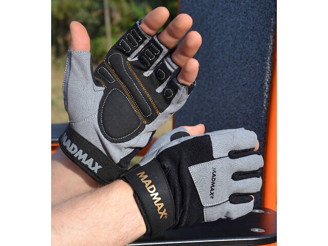 Рукавички для фітнесу MadMax MFG-871 Damasteel Grey/Black L - Фото 6