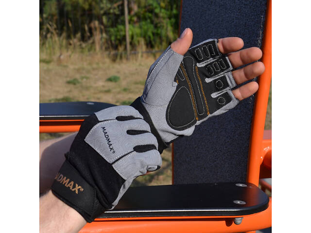 Рукавички для фітнесу MadMax MFG-871 Damasteel Grey/Black L - Фото 7