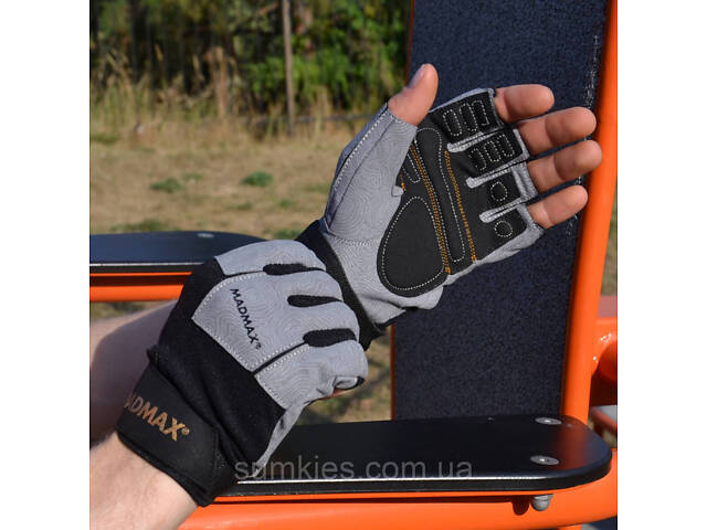 Рукавички для фітнесу MadMax MFG-871 Damasteel Grey/Black M - Фото 7