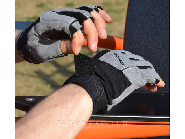Рукавички для фітнесу MadMax MFG-871 Damasteel Grey/Black M - Фото 8