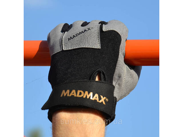 Рукавички для фітнесу MadMax MFG-871 Damasteel Grey/Black M - Фото 9