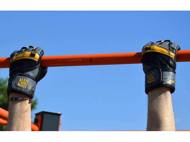 Рукавички для фітнесу MadMax MFG-880 Signature Black/Grey/Yellow XL - Фото 9