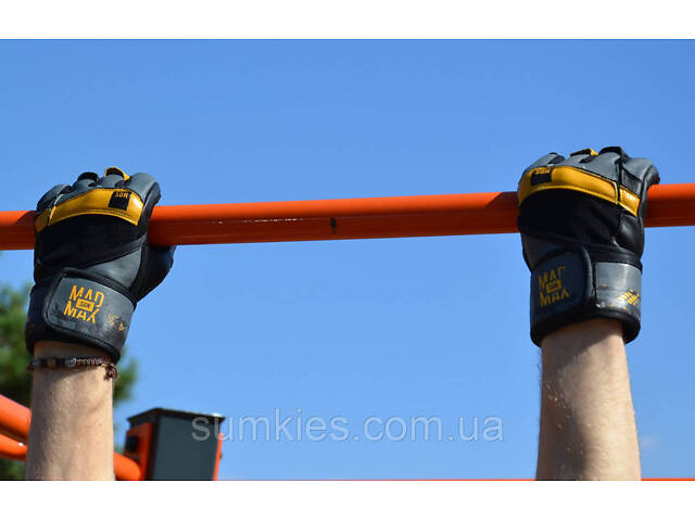 Рукавички для фітнесу MadMax MFG-880 Signature Black/Grey/Yellow XL - Фото 9