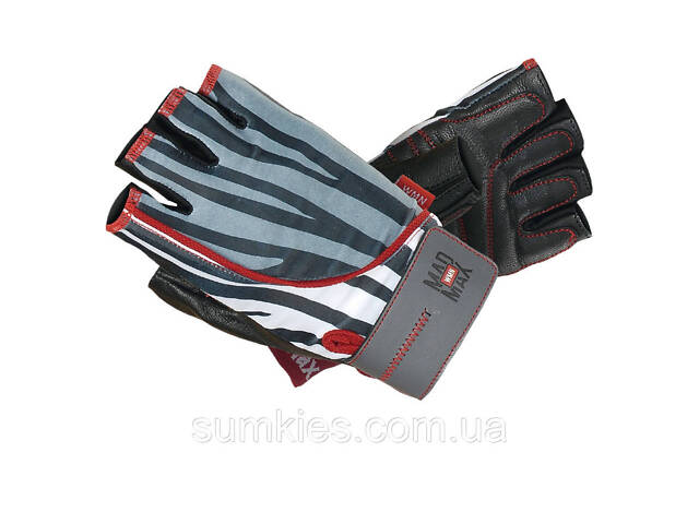 Рукавички для фітнесу MadMax MFG-911 Nine-eleven Zebra B&W zebra S - Фото 1