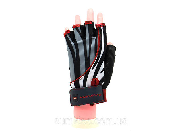 Рукавички для фітнесу MadMax MFG-911 Nine-eleven Zebra B&W zebra S - Фото 2