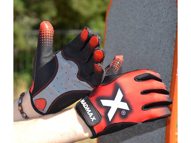 Рукавички для фітнесу MadMax MXG-101 X Gloves Black/Grey/Red M - Фото 5