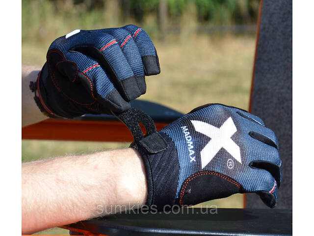 Рукавички для фітнесу MadMax MXG-102 X Gloves Black/Grey/White XXL - Фото 7