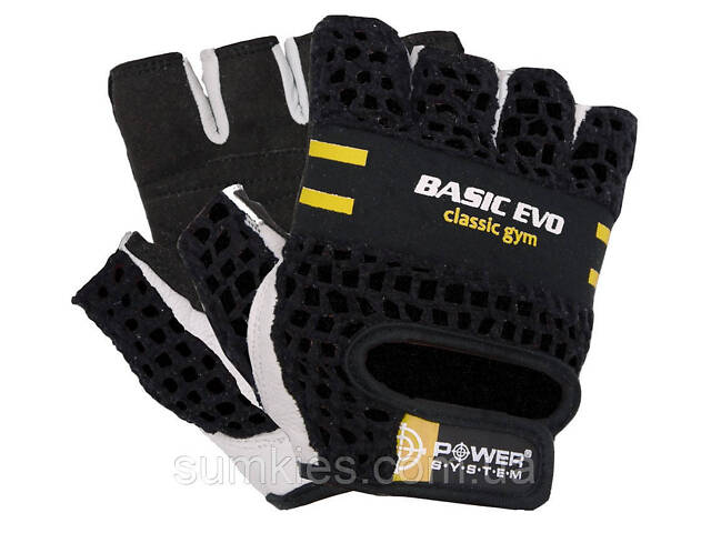 Рукавички для фітнесу Power System PS-2100 Basic EVO Black/Yellow Line XS - Фото 1