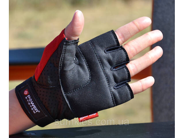 Рукавички для фітнесу Power System PS-2500 Power Plus Black/Red XL - Фото 6