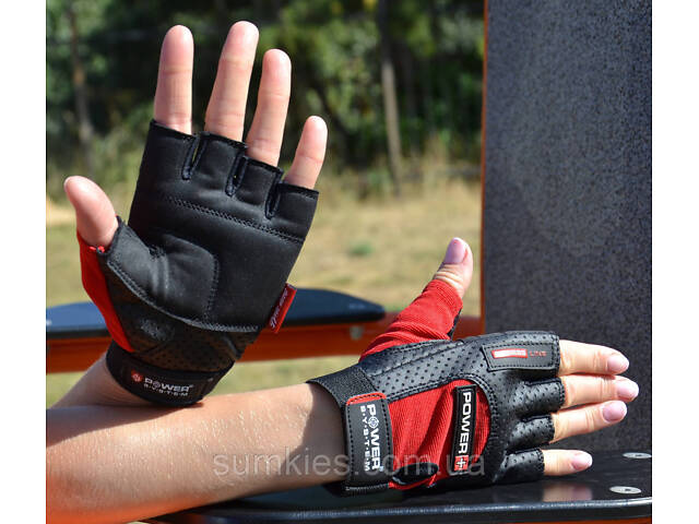 Рукавички для фітнесу Power System PS-2500 Power Plus Black/Red XL - Фото 8