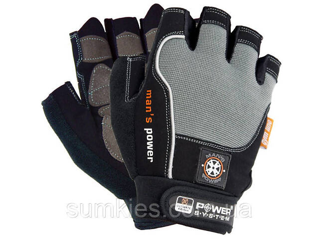 Рукавички для фітнесу Power System PS-2580 Man’s Power Black/Grey S - Фото 1