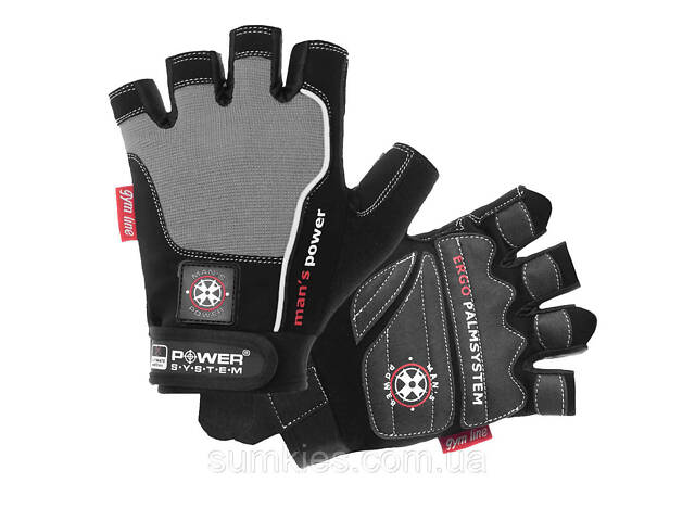 Рукавички для фітнесу Power System PS-2580 Man’s Power Black/Grey S - Фото 4