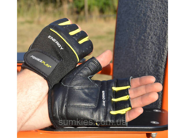 Рукавички для фітнесу PowerPlay 9058 Energy чорно-жовті M - Фото 4