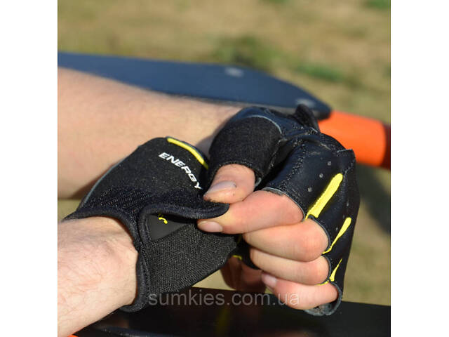 Рукавички для фітнесу PowerPlay 9058 Energy чорно-жовті M - Фото 9