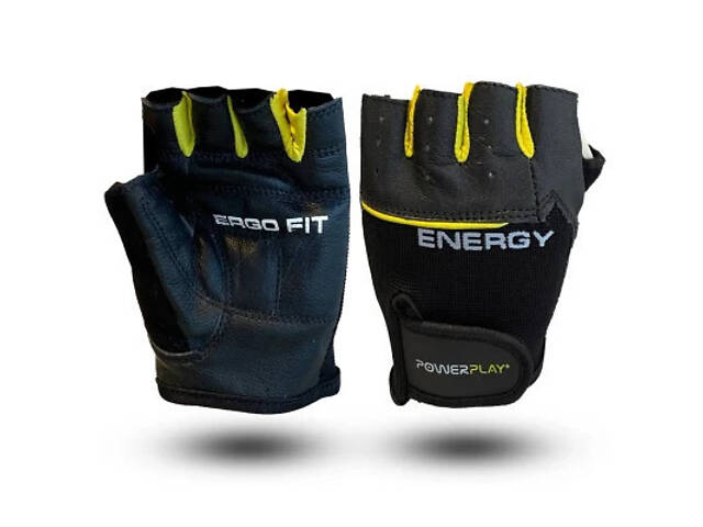 Перчатки для фитнеса PowerPlay 9058 Energy чорно-жовті M (PP_9058_M_Energy) - Фото 1