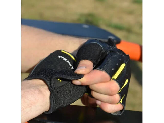 Перчатки для фитнеса PowerPlay 9058 Energy чорно-жовті M (PP_9058_M_Energy) - Фото 2