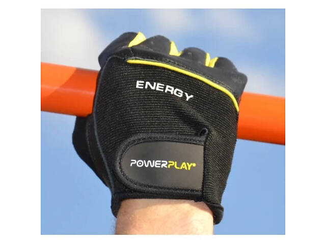 Перчатки для фитнеса PowerPlay 9058 Energy чорно-жовті M (PP_9058_M_Energy) - Фото 3