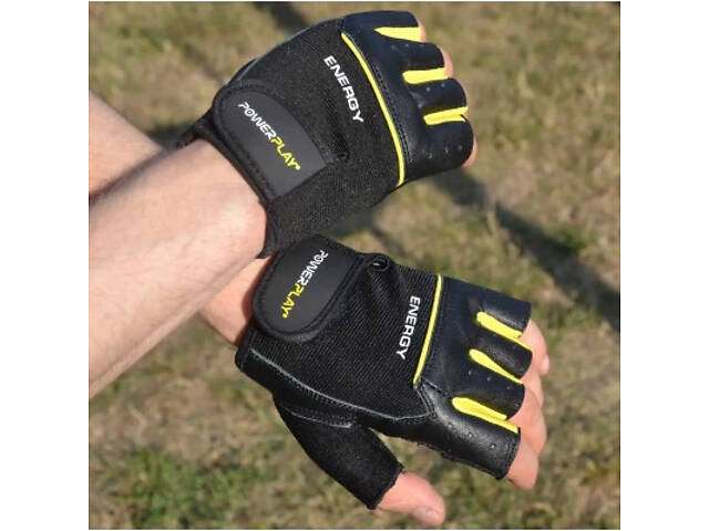 Перчатки для фитнеса PowerPlay 9058 Energy чорно-жовті M (PP_9058_M_Energy) - Фото 8