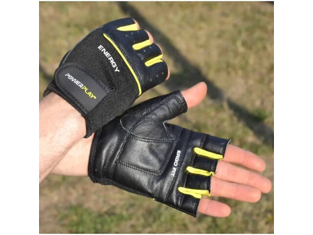 Перчатки для фитнеса PowerPlay 9058 Energy чорно-жовті M (PP_9058_M_Energy) - Фото 9