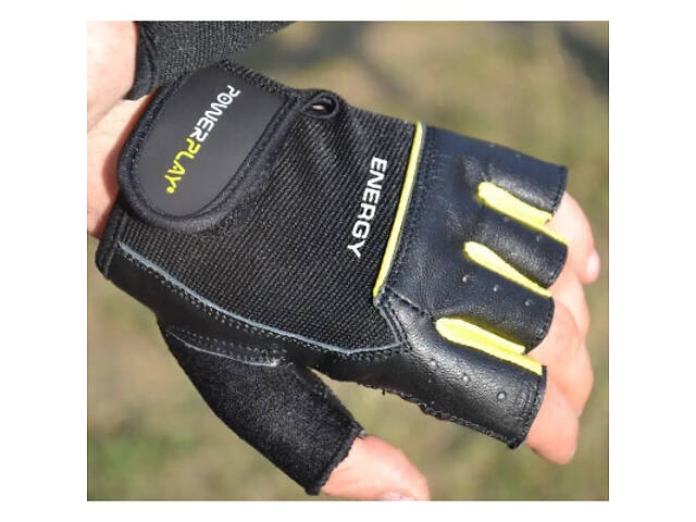 Перчатки для фитнеса PowerPlay 9058 Energy чорно-жовті M (PP_9058_M_Energy) - Фото 10