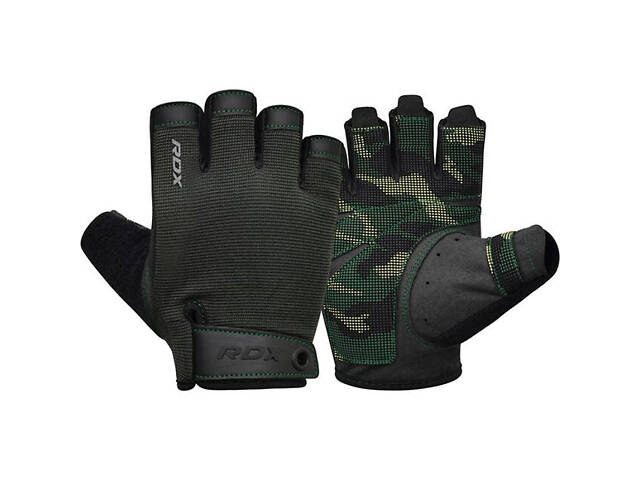 Рукавички для фітнесу RDX T2 Half Army Green PLUS-XL - Фото 1