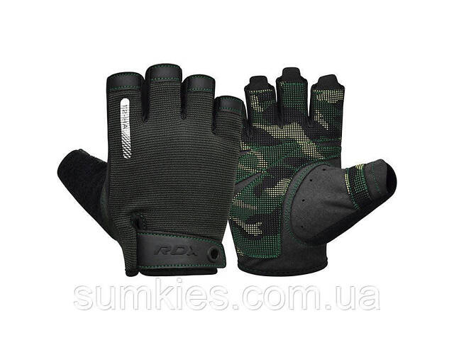Рукавички для фітнесу RDX T2 Half Army Green M - Фото 1