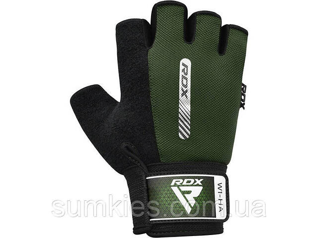 Рукавички для фітнесу RDX W1 Half Army Green M - Фото 2