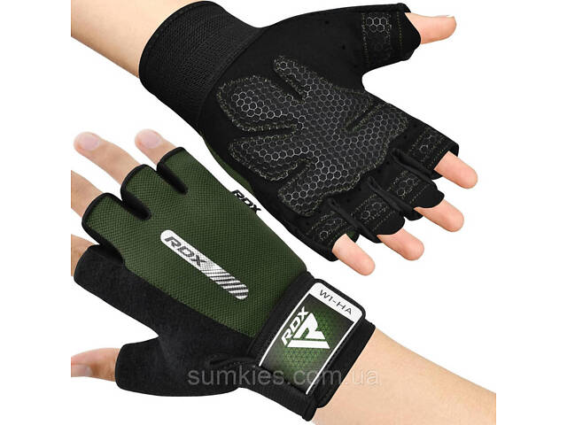Рукавички для фітнесу RDX W1 Half Army Green M - Фото 6