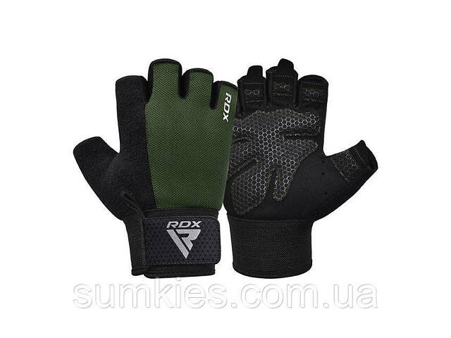 Рукавички для фітнесу RDX W1 Half Army Green Plus S - Фото 2