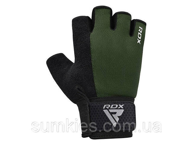 Рукавички для фітнесу RDX W1 Half Army Green Plus S - Фото 4