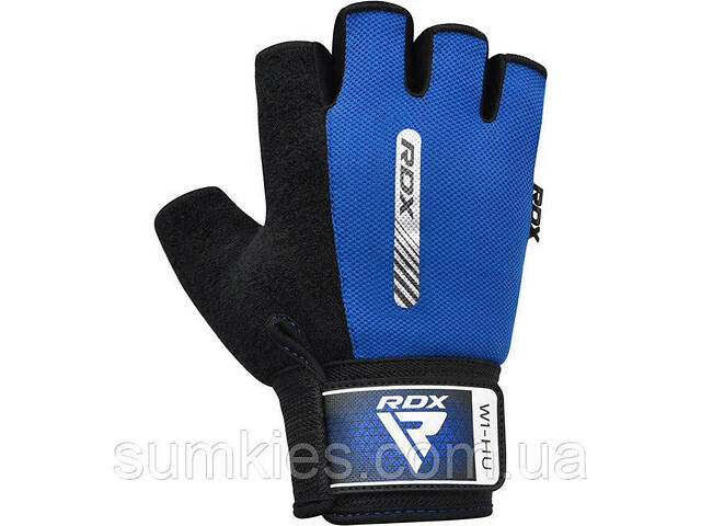 Рукавички для фітнесу RDX W1 HALF BLUE-M - Фото 5