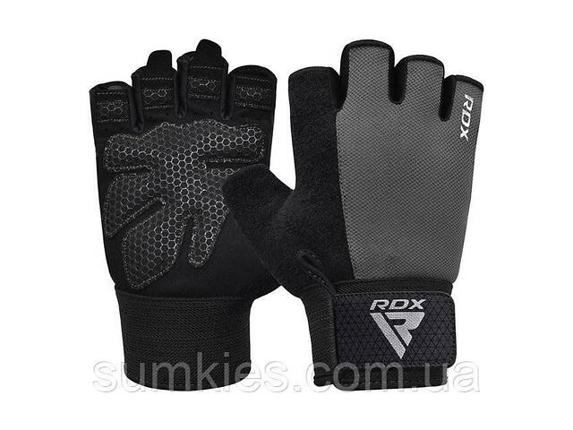 Рукавички для фітнесу RDX W1 Half Gray Plus S - Фото 1